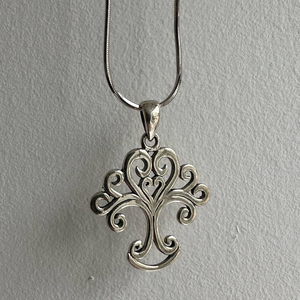 Silver Necklace with Tree Pendant